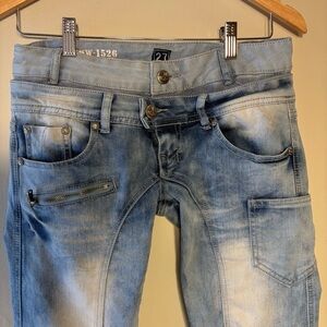 J Rags Famous double waist Men's Denim Slim Jeans in Light Blue, Sz 27, low rise